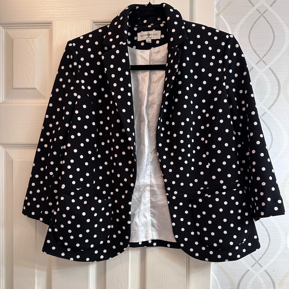 Black with white polka dot Kate and Rosy jacket PL. fully lined